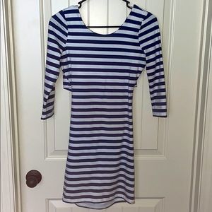 White and navy body con dress!